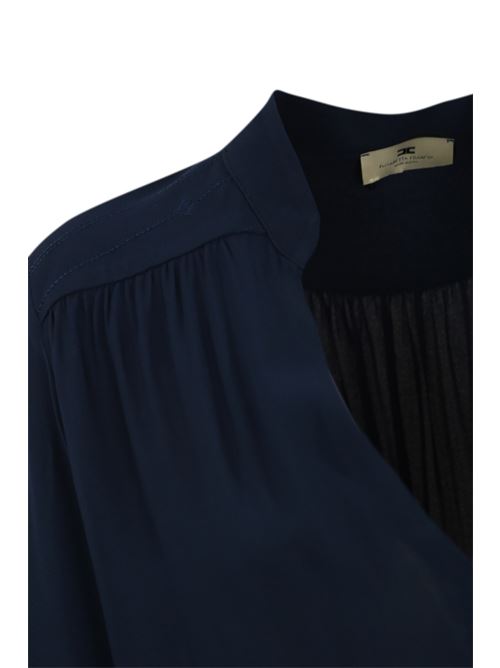 Blusa in georgette navy blue con pattern a righe Elisabetta Franchi | CA07046E2B75